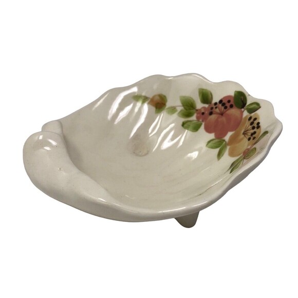 Vee Jackson Floral Shell Soap Dish Trinket Dish Hand Decorated California - Picture 2 of 6